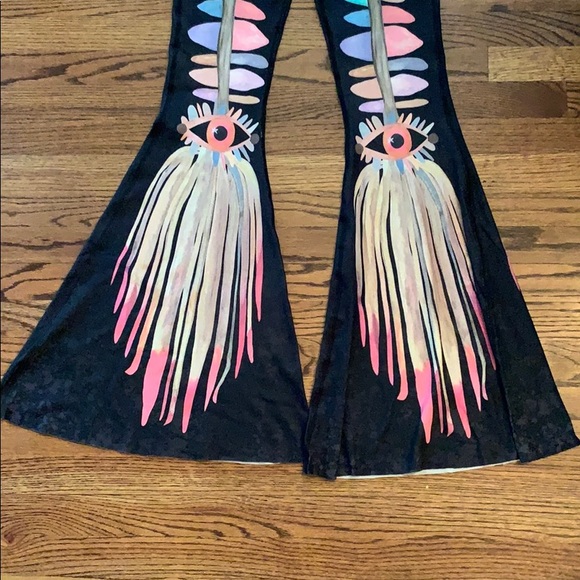 Teeki Jungle Eyes Bell Bottom Yoga hot pants S - Picture 3 of 7